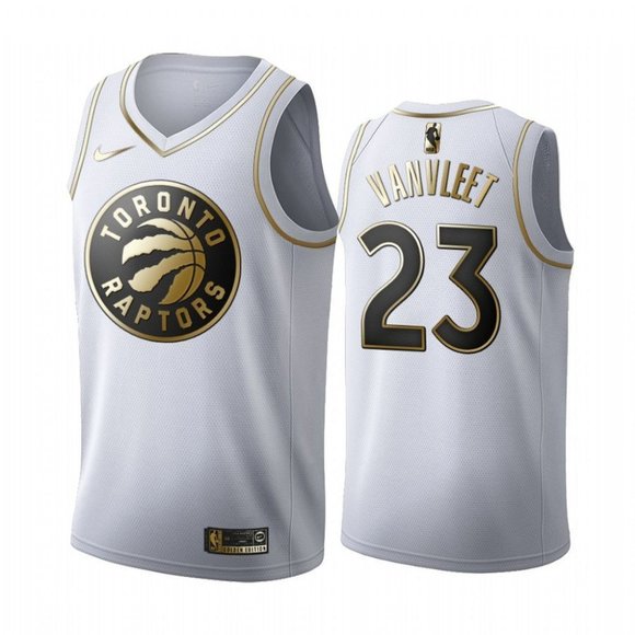 white and gold raptors jersey